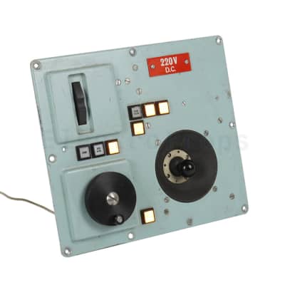 Practical navy joystick panel with cranked wheel, edge switch & illuminated square button switches