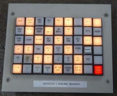 6x9 matrix of square white legended buttons