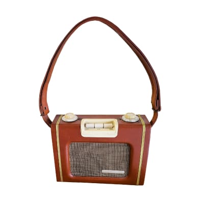 Magic Sound Solid State Portable Period Transistor Radio With Brown  Alligator Style Case