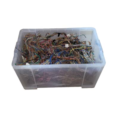 Crate of mixed very colourful wires & cables