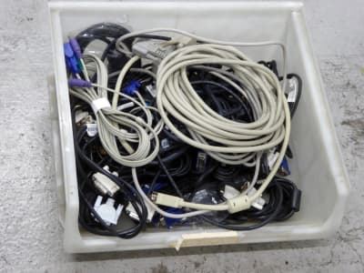 Small crate of D connector cables, VGA cables etc