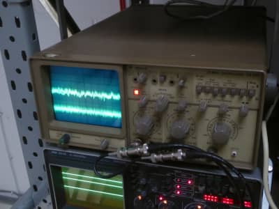 Practical Gould dual trace oscilloscope with bluish screen