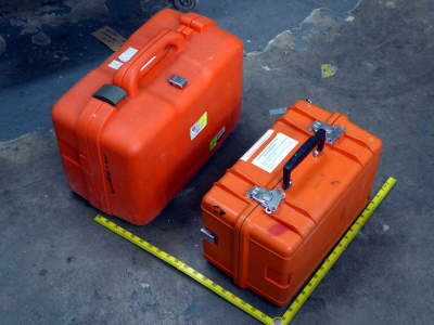 Orange ruggedised Peli style cases