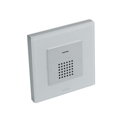 Wall mount microphone in silver & white.