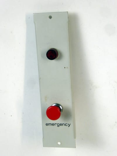 Emergency red stop button & lamp on slim white panel