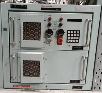 Large admiralty blue navy radio transmitter linear amplifier with knobs, keypad