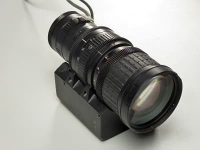 Large black motorised zoom CCTV camera lens