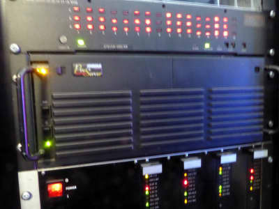 Practical black Pro Server panel with switch, louvres & coloured LEDs