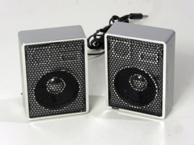 Tiny 1980s style pair of speakers for cassette player etc