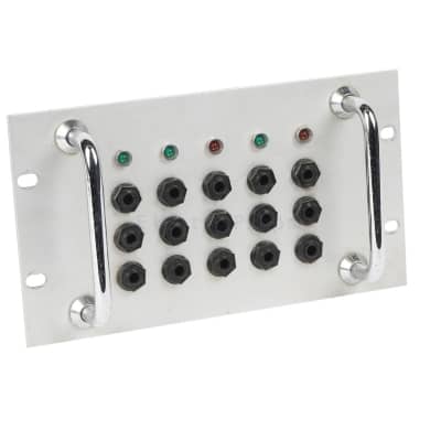 Small silver jack socket patch panel with LEDs