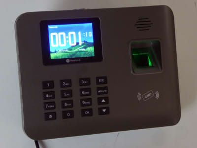 Practical biometric fingerprint scanner with illuminated pad, keypad & screen