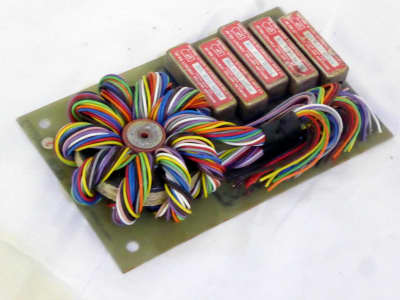 Printed Circuit Board PCB with rainbow coloured coil