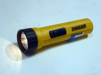 Practical 1980s style yellow torch / flashlight
