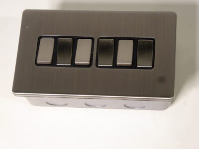 6 gang domestic light switch in satin silver