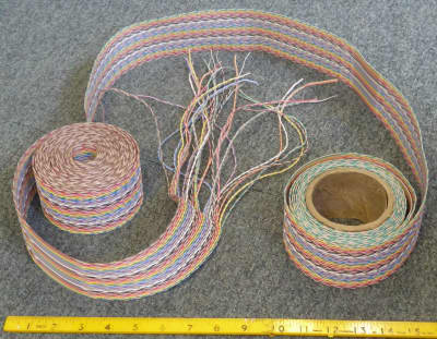 Rainbow ribbon cable on spools