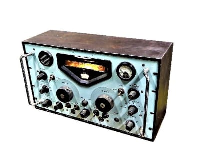 Practical period military radio in desktop cabinet