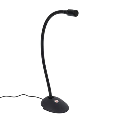 Black bendy/goose neck desk console microphone on oval stand