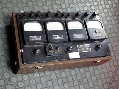 Period electrical analyser test set with quad analogue bakelite meters