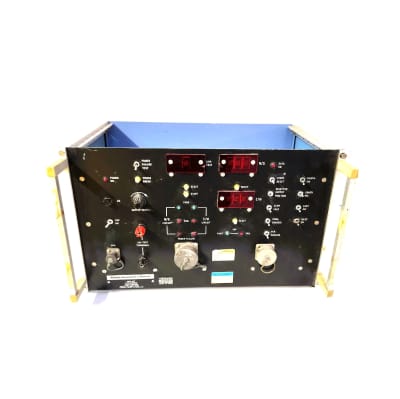 Non-practical rack mounting black panel with switches, digital display, connectors