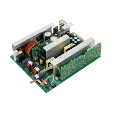 Server power supply Printed Circuit Board with finned heatsinks, doughnut coils