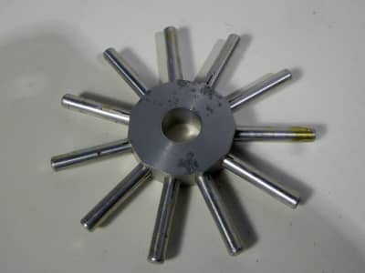 Silver aluminium star shaped tech object