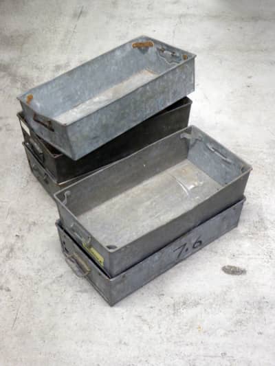 Galvanised steel stacking industrial storage trays / tote tins