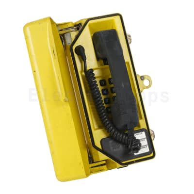 Wall Mounted yellow Telephone in a hinged box