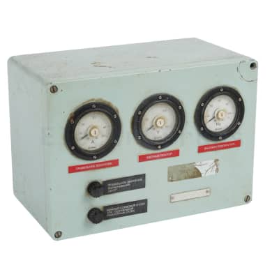 Military admiralty blue control box with triple 270° analogue meters