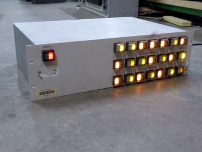 Practical silver panel with latching colour selectable lamps