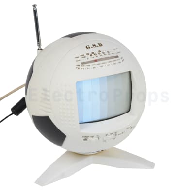 Practical ultra-PORTABLE black & white football shaped TV 