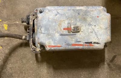 Distressed cold war era electrical junction box in battleship grey