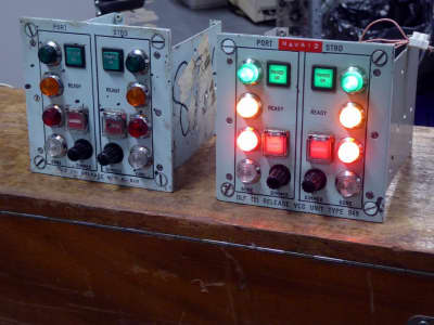 Practical/non practical cold war/navy control panels with bold lamps & launch buttons