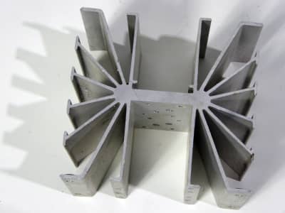 Silver aluminium heat sink / cooler with radiating fins