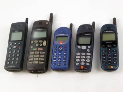 Assorted 1990s mobile telephones - pre- smartphones