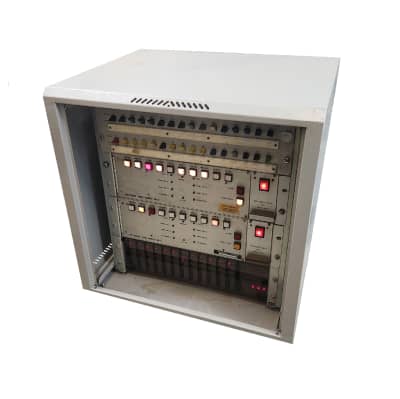 Grey Server Desktop Cabinet With Silver Panels & Coloured Lamps & Switches