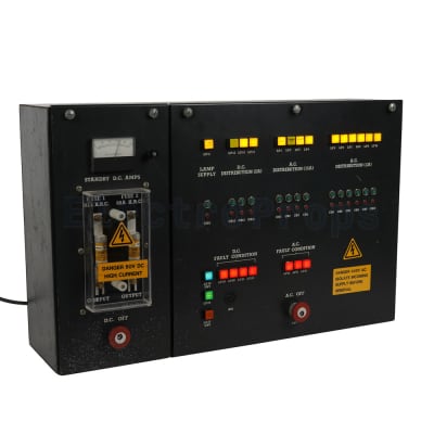 Practical large black electrical control box with coloured square lamps & adjustable current meter