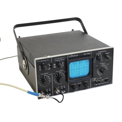 Practical black Scopex 4D10B Oscilloscope with blue screen