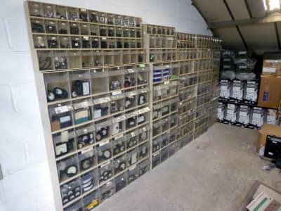 Huge sweep of laboratory/workshop/factory electronic component storage drawers