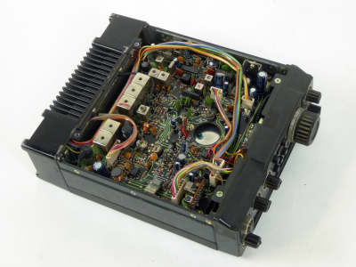 Open, exposed electronics Icom radio transceiver