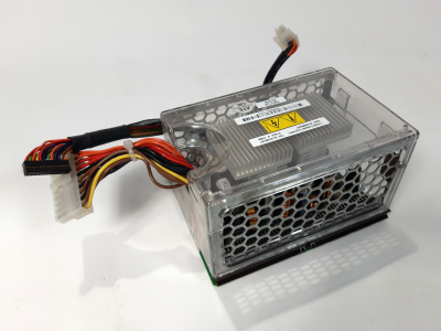 Finned power supply PCB in honeycomb & perspex box