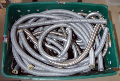 Metal braided & crinkly flexible cable conduit, assorted
