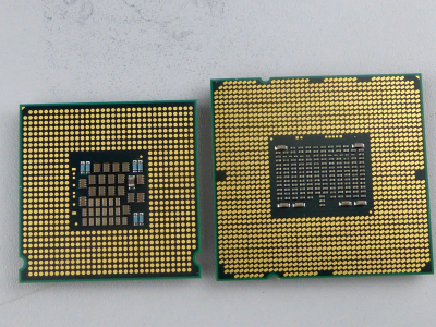 Server CPU chips in gold & silver package