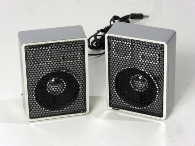 Tiny 1980s style pair of speakers for cassette player etc