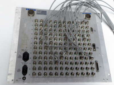 Large rack mounting144 x BNC socket matrix panel with grey cables