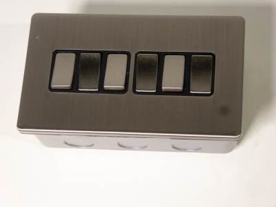 6 gang domestic light switch in satin silver