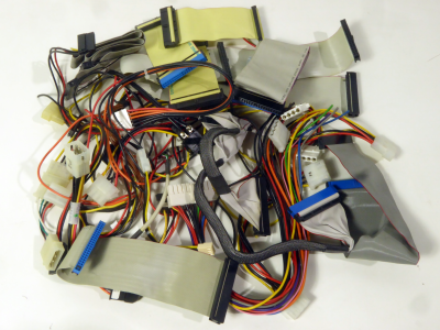 1990s period internal computer wiring for hackers or repair workshop dressing