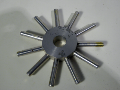 Silver aluminium star shaped tech object