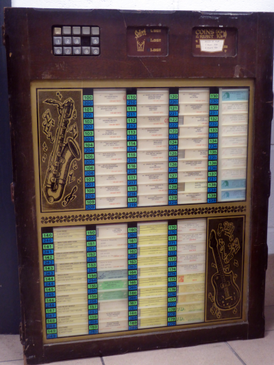 Wall mounted 1970s era jukebox selector panel