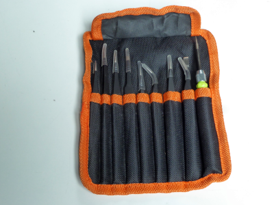 Set of fine tweezers for handling surface mount electronic components etc