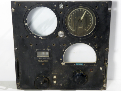 Large black military control panel with crank handle, big 